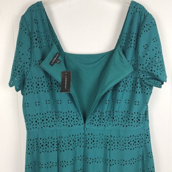 Lane Bryant Midi Dress Womens Plus Size 18 Teal Laser Cut Pleated NWT‎ - Picture 5 of 14